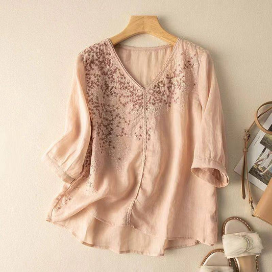 BloomWeave Pure Cotton With Elegance Embroidered Top