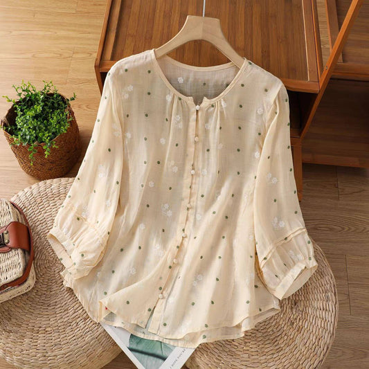 Soft Bloom Cotton Top – Elegant Everyday Comfort