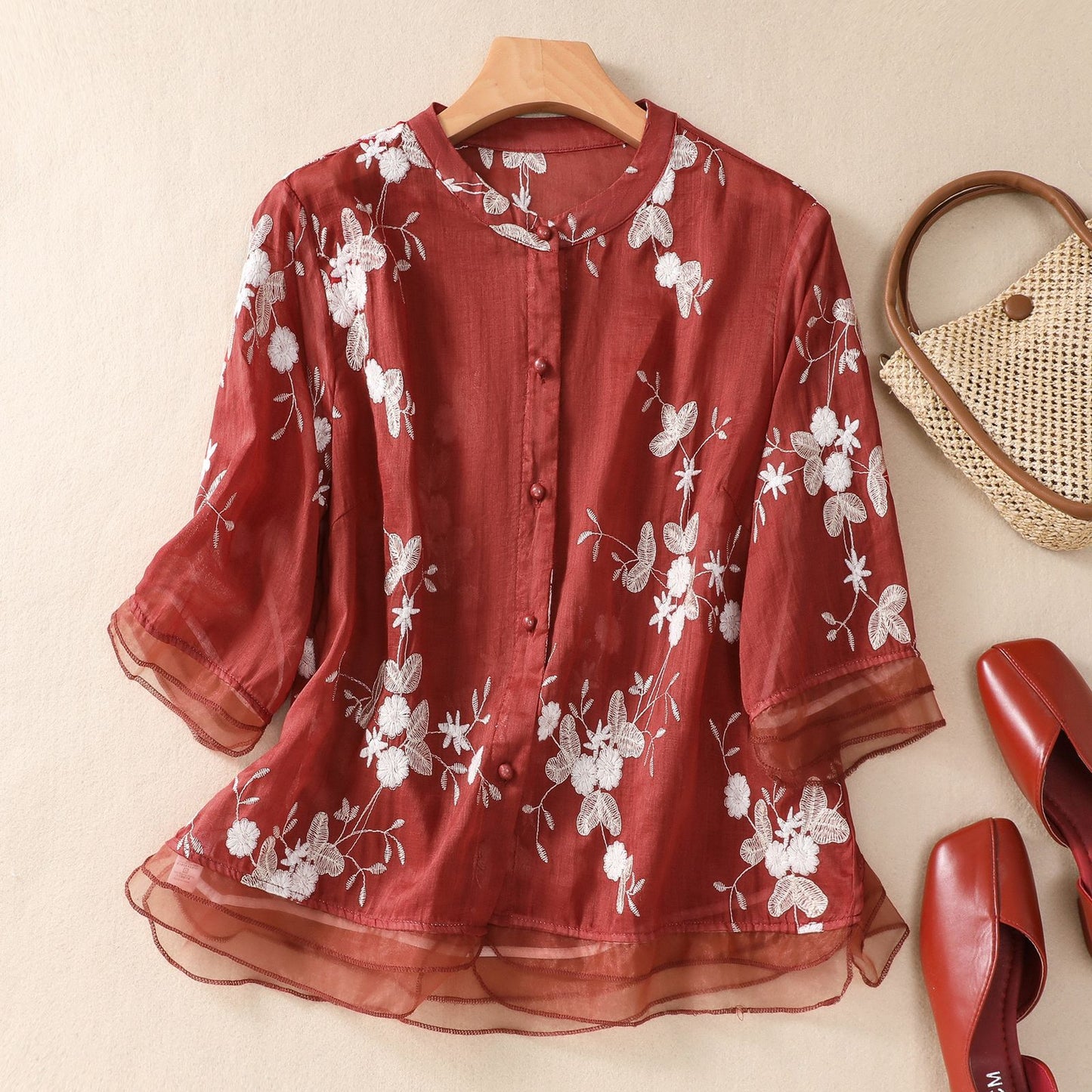 Pure Cotton Embroidered Shirt