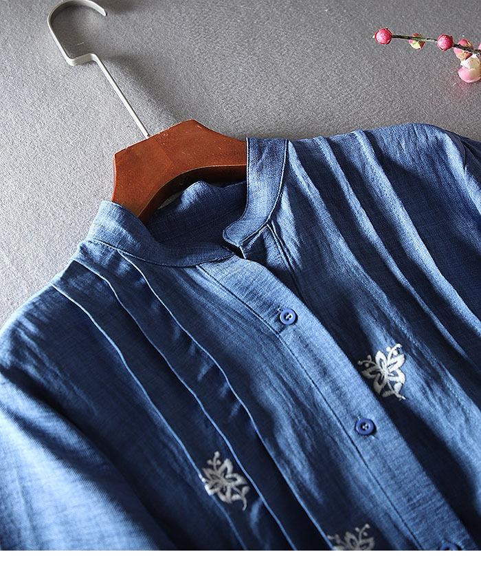 Pure Cotton Shirt with Elegance Embroderied