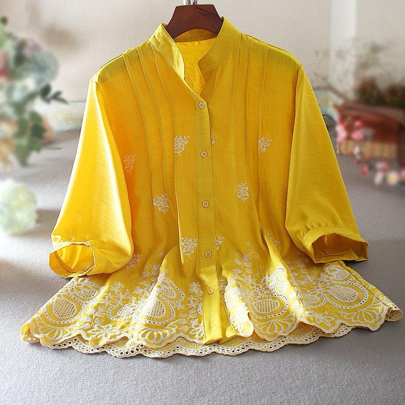 Pure Cotton Shirt with Elegance Embroderied