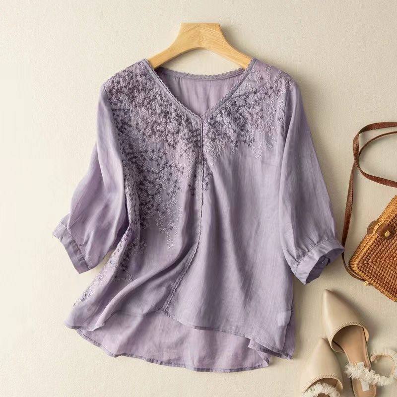BloomWeave  Pure Cotton With Elegance Embroidered Top
