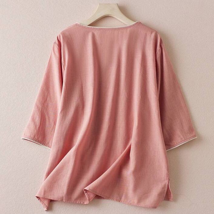 Floral Print Casual Cottton Linen Top