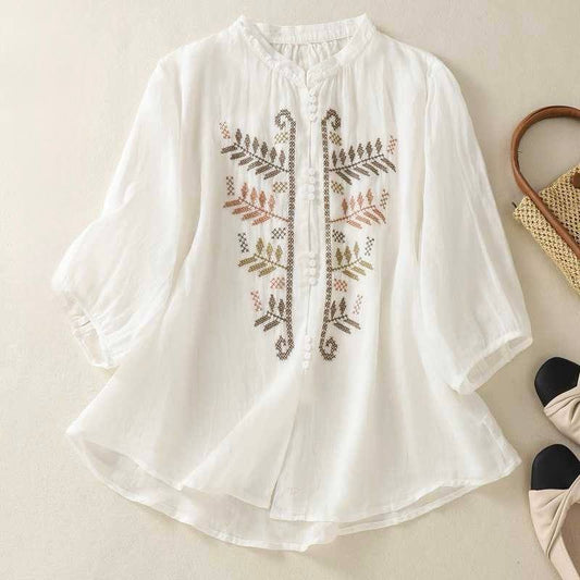 Vintage Charm Embroidered Shirt